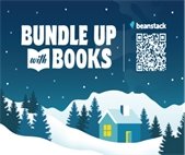 A graphic of a home surrounded by snow to promote the library's winter reading challenge.