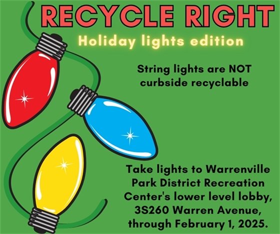 A graphic of Christmas lights to promote recycling broken lights.