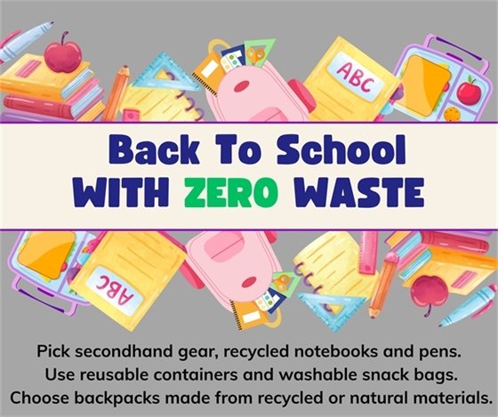 Buy second hand or recycled back to school items like paper, pens, and backpacks to help save the environment.