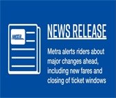 A graphic that announces Metra fare changes.