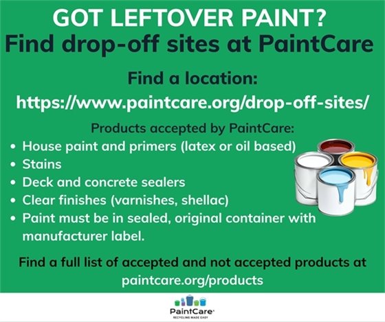 If you have leftover paint, you can find a nearby store to drop it off.