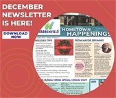 An image of the front page of Hometown Happenings December newsletter.
