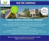 A photo of a public works seasonal worker to promote the fact that the City is hiring temp workers for the summer.