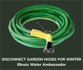 A rolled up garden hose to reminder residents to disconnect their garden hoses for the winter.