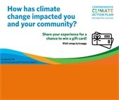 A message asking residents to take a climate survey for the Chicago Metropolitan Planning Agency.