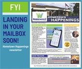 A graphic showing the cover of the February 2025 issue of the City newsletter, Hometown Happenings.