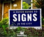 A photo of a sign in front of a home to review the City's sign regulations.