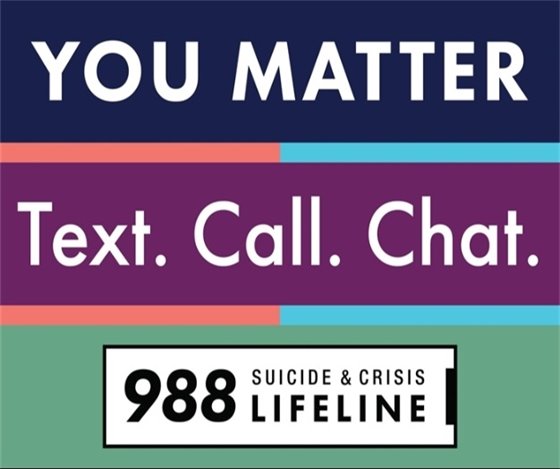 A graphic for the 988 Suicide & Crisis Lifeline to raise awareness of the service.