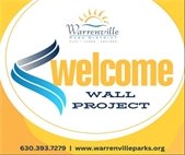 A graphic that promotes the Welcome Word Wall project at Warrenville Park District.