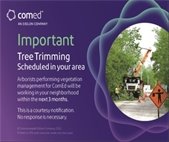 A graphic from ComEd that says tree trimming is planned for Warrenville.