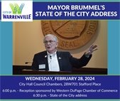 A photo showing Mayor Brummel speaking at the 2023 State of the City address.