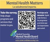A QR code from Winfield Township that allows residents to take a survey for the Mental Health Board.