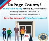 A graphic that gives the dates for the Primary Election March 19 and the General Election November 5, 2024.