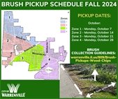 A graphic with the dates of brush pickup in October. 