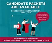 A graphic that shows community members encouraging residents to vote in the April 1, 2025 election.