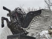 Photo of the new Pegasus sculpture on the Bob Walters Commons.