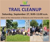 The annual trail cleanup is Saturday, September 27, 9:00-11:00 a.m. Meet at the intersection of Warrenville and Batavia roads.