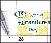 A graphic of a calendar marking August 19, which is World Humanitarian Day.