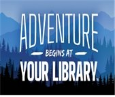 A graphic that shows the theme for the 2024 Warrenville Public Library Summer Reading: Adventure Begins at Your Library.