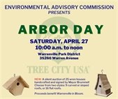 A graphic promoting the Arbor Day event on April 27.