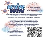 A graphic of fireworks to promote the Warrenville Friends of the 4th theme contest for 2025.