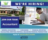 A photo of a woman doing some basic accounting for a job post that says the City is looking for an accountant.