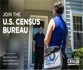 A photo of U.S. Census field workers to promote hiring field representatives for the special census.