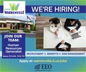 A photo of men and women meeting in an office to announce that the City is recruiting a Human Resources Generalist.