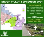 A photo of the zone map and brush pick-up schedule for September 2024.