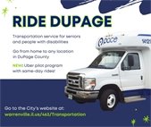 A photo of a PACE bus for information about Ride DuPage for seniors.