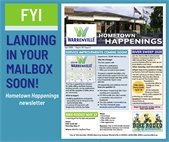 A graphic showing the cover of the April 2025 City newsletter, Hometown Happenings.