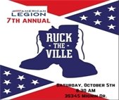 A flyer for Ruck the Ville 5k military style fast walk event October 5.