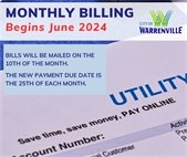 An image of a utility bill that says the City is changing to monthly billing in June 2024.