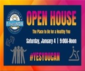 A graphic promoting Warrenville Park District's FitnessNOW open house January 4.