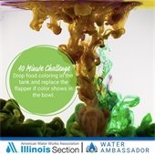 A photo of someone adding food coloring to their toilet tank to detect leaks for Fix A Leak Week.