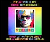 A photo of Andy Warhol to promote a new display at Warrenville Public Library.
