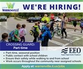 A photo of a crossing guard to promote that the City needs to hire crossing guards.