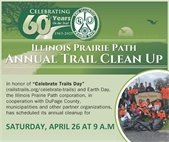 An image from a flyer promoting Illinois Prairie Path cleanup  April 26, 2025.