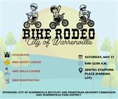 A graphic promoting the City's Bike Rodeo event on May 17.