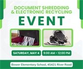 An image that promotes the document shredding and recycling event May 4.