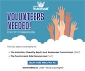 An image of raised hands to publicize a need for volunteers for City commissions.