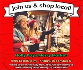 A photo of women shopping at a local small business event to promote the City's Merry Market December 6. 