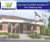 An image of Warrenville City Hall to say it will be closed Friday, October 27