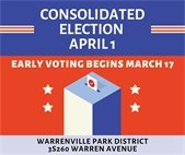 A graphic of a ballot box that says "Early voting begins March 17."