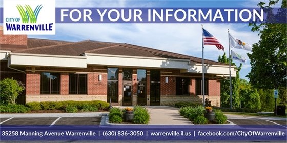 A photo of City Hall that says FYI Warrenville
