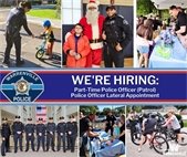 Graphic showing Warrenville police involved in different activities to promote that the department is now hiring officers.