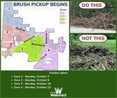 A photo for October brush pickup showing dates and how to stack your brush.