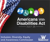 A graphic raising awareness of the Americans With Disabilities Act, approved in 1990.