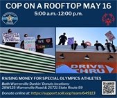 A photo of police on a Dunkin rooftop to raise money for Special Olympics Illinois.