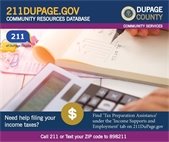 An image of a calculator to promote tax help for eligible seniors and low income residents through the 211 service.